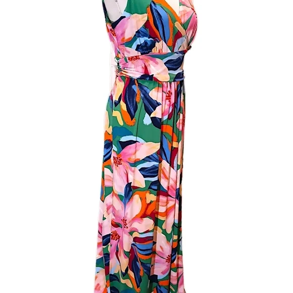 NWT Papagallo Colorful Maxi V neck Empire Waist - Picture 4 of 5